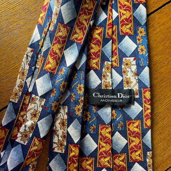 Christian Dior Rare Vintage Tie with ornaments-100% Silk, Made in 80s - Picture 3 of 6
